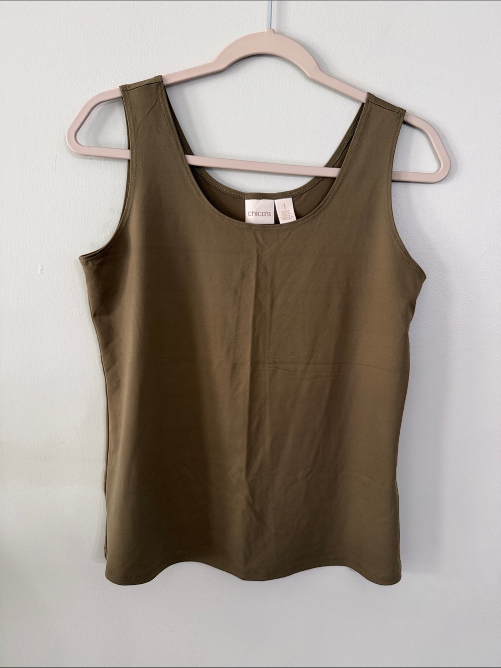 Chico's Olive Scoop Neck Sleeveless Tank